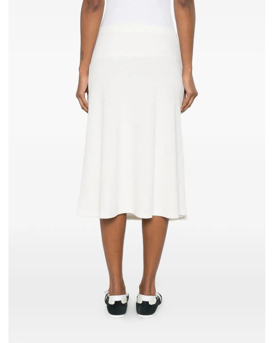 Suzie Kondi White A-Line Midi Skirt