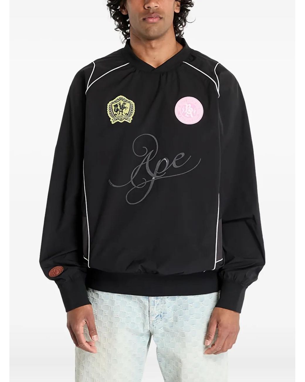 A Bathing Ape Black Multi-Patch Pullover