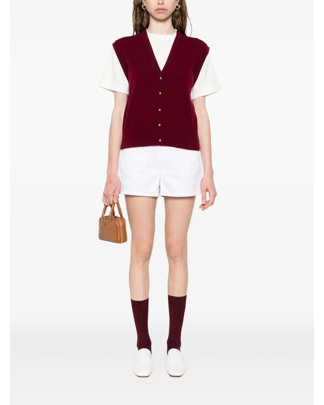 Sandro White High Waist Denim Shorts