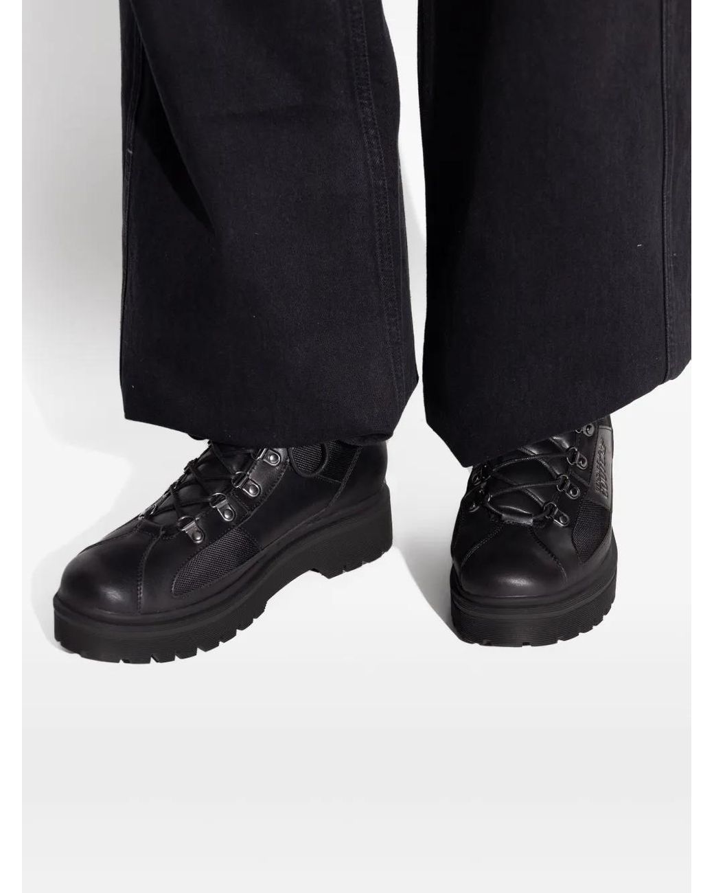 Versace Jeans Couture Black Chaussures De Randonnée À Lacets for men