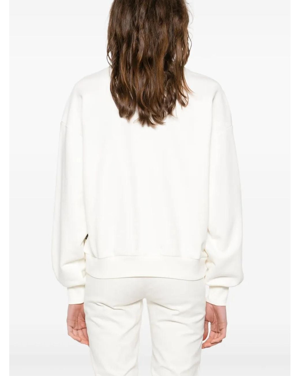 Philipp Plein White 'New Port Beach Cut' Long Sleeve Sweatshirt