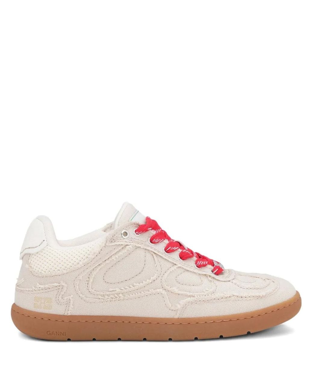 Ganni Pink Canvas Sneakers With Raw-Cut Edges