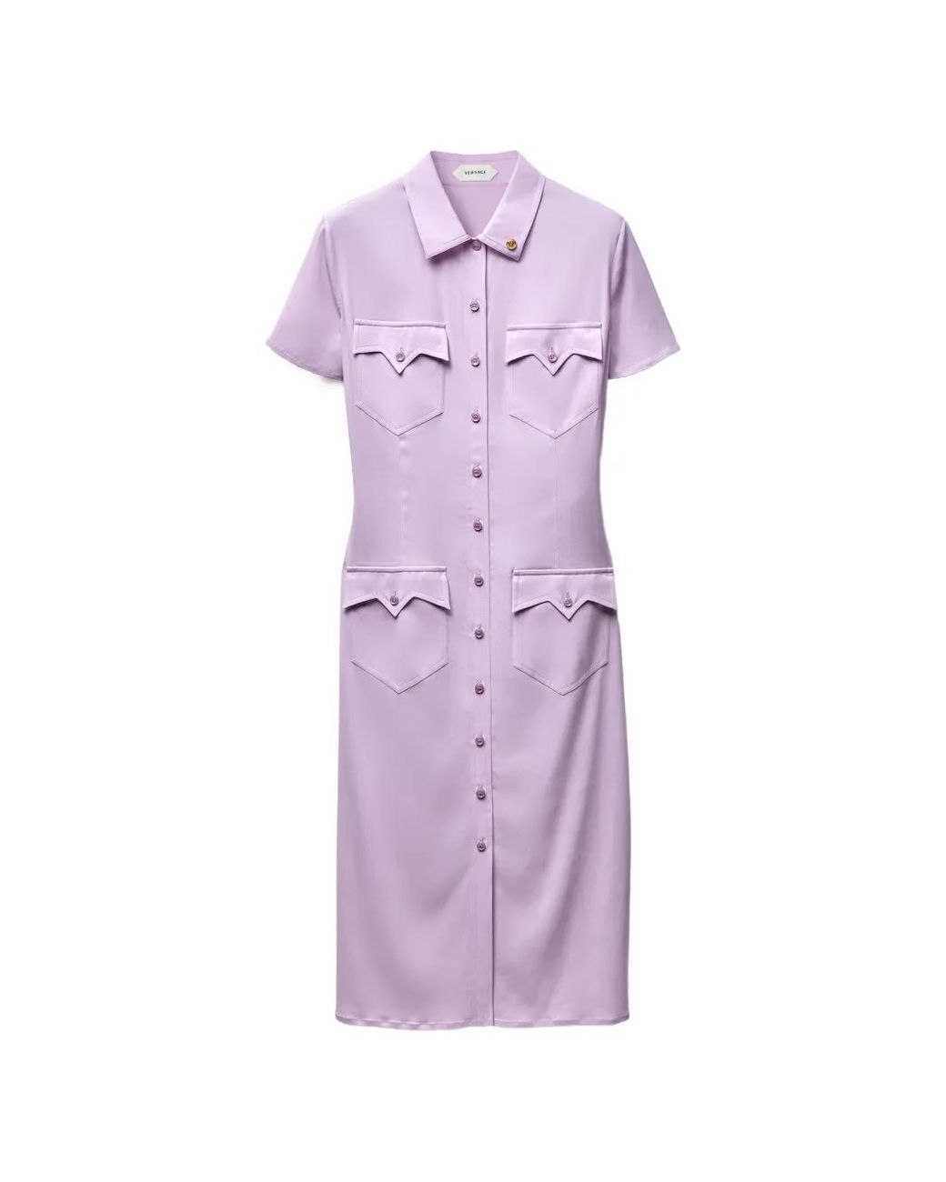 Versace Purple Stretch Georgette Viscose Midi Dress