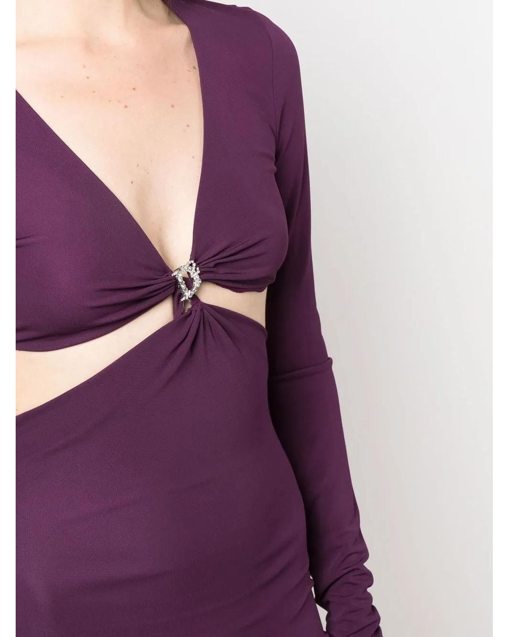 DSquared² Purple Cut-Out Detail V-Neck Minidress