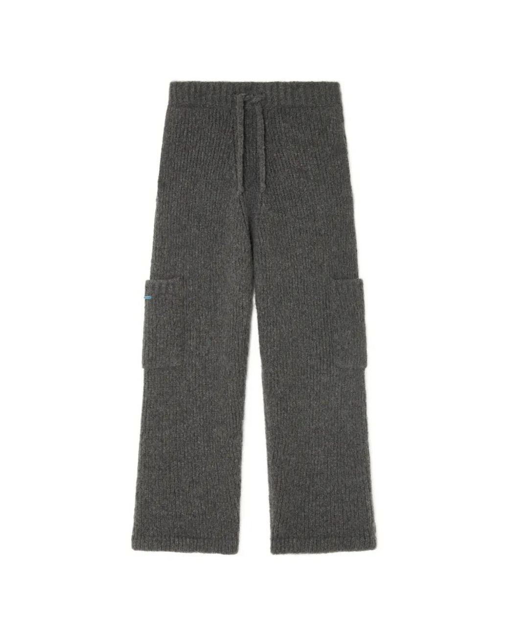 Alanui Gray Ribbed-Knit Cargo-Pocket Trousers for men