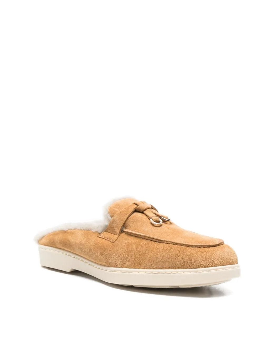 Doucal's Natural Fur-Trim Mules