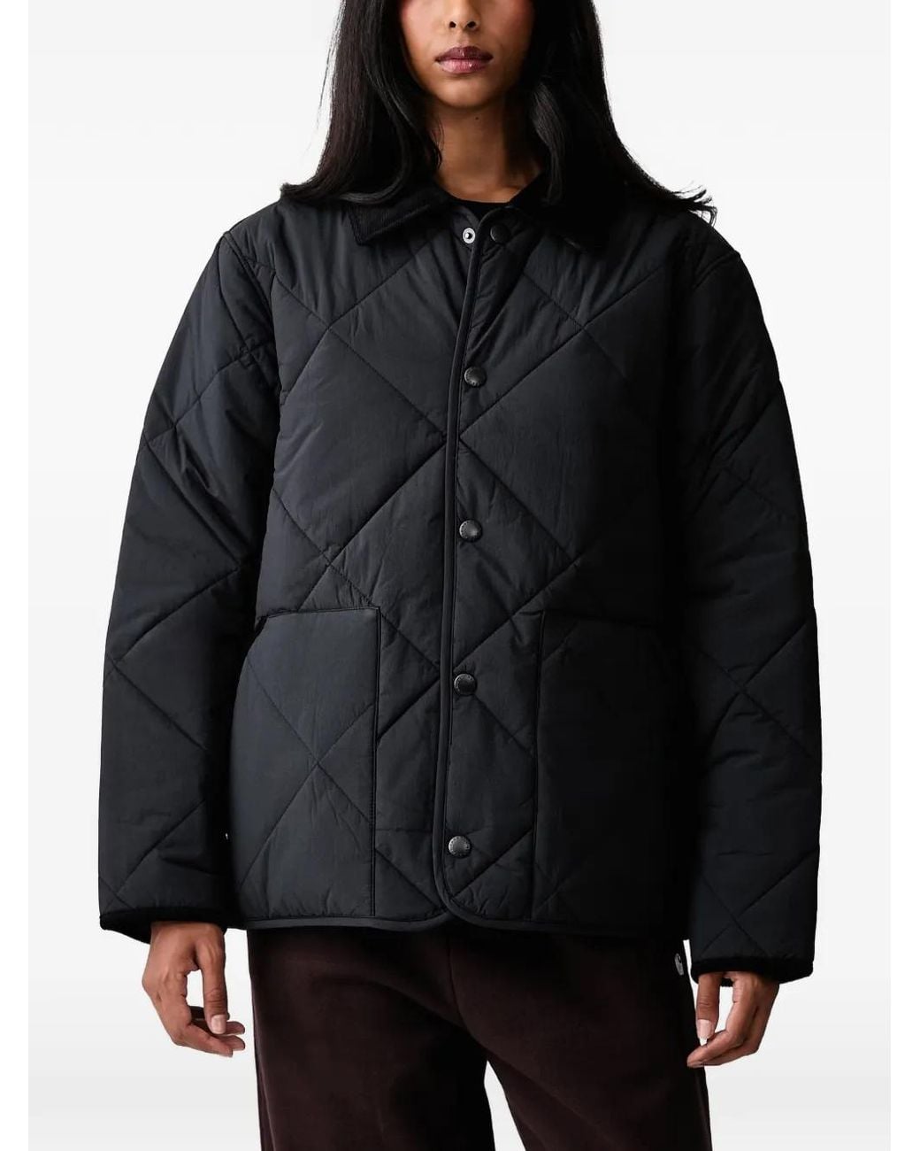 Barbour Black Diamond-Quilted Corduroy-Collar Jacket