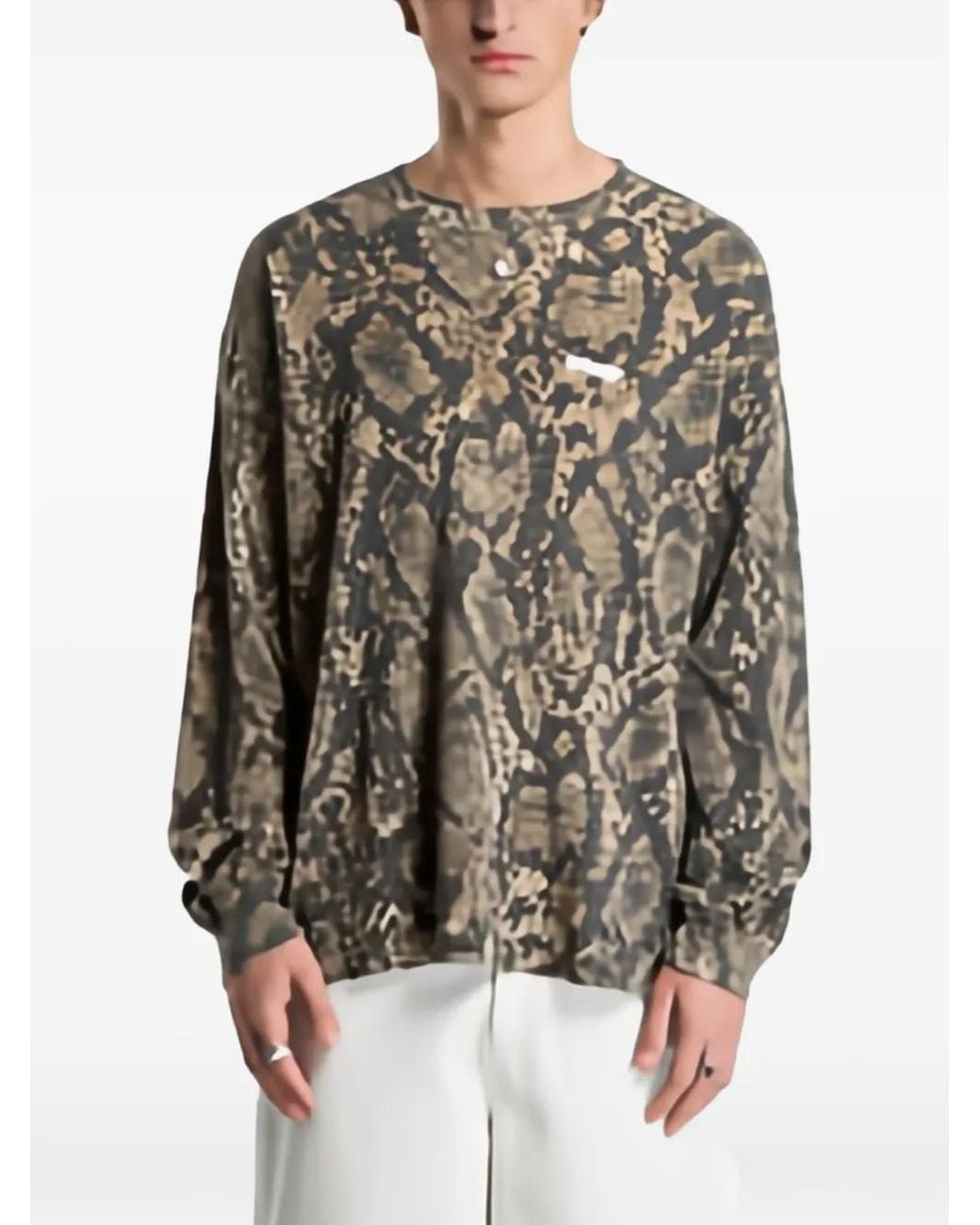 Obey Brown Snakeskin-Print Waffle-Knit T-Shirt for men