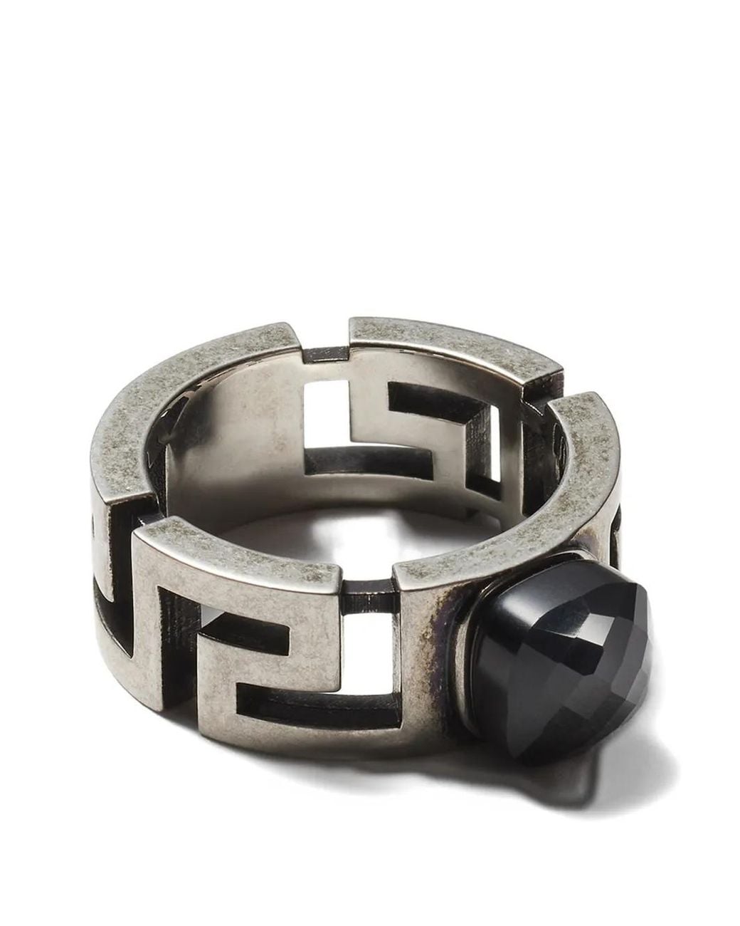 Versace Gray Greca Ring Mit