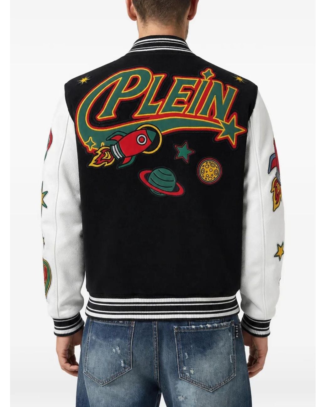 Philipp Plein Black College Bomber Space for men