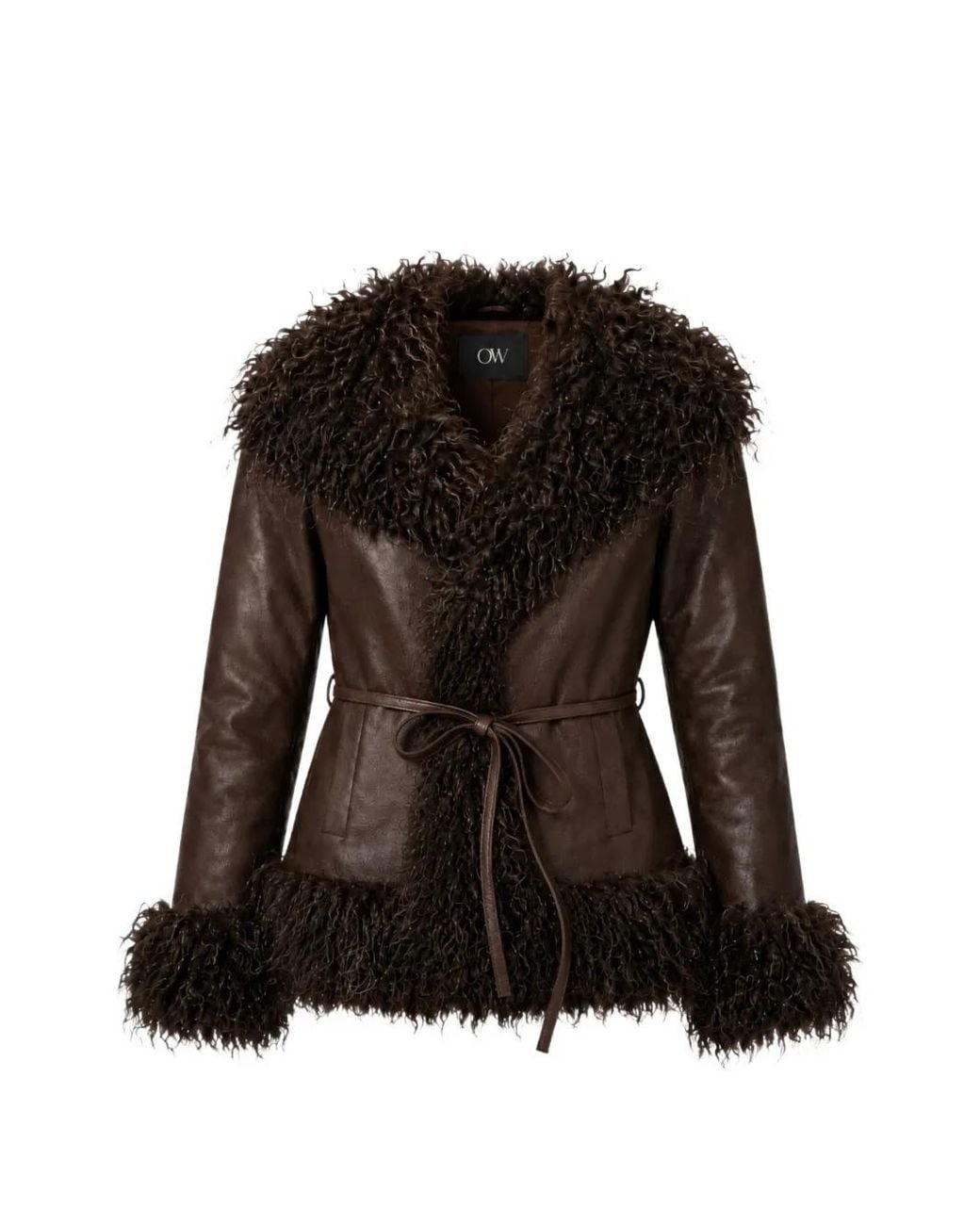 OW Collection Black Faux Fur-Trimmed Jacket