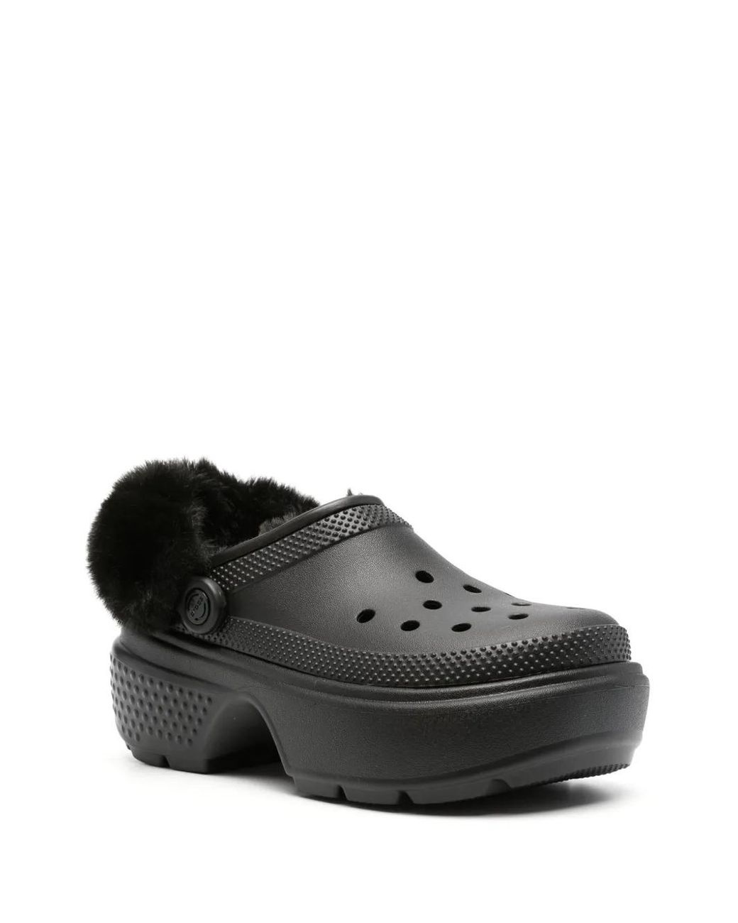 CROCSTM Black Faux-Fur Platform Clogs
