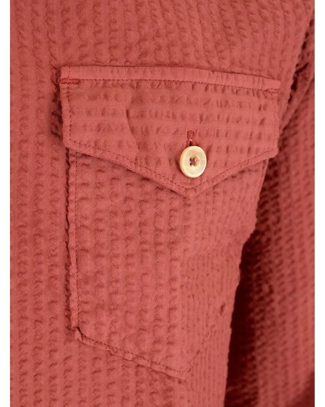 Al Duca D'aosta Red Seersucker-Cotton Shirt for men