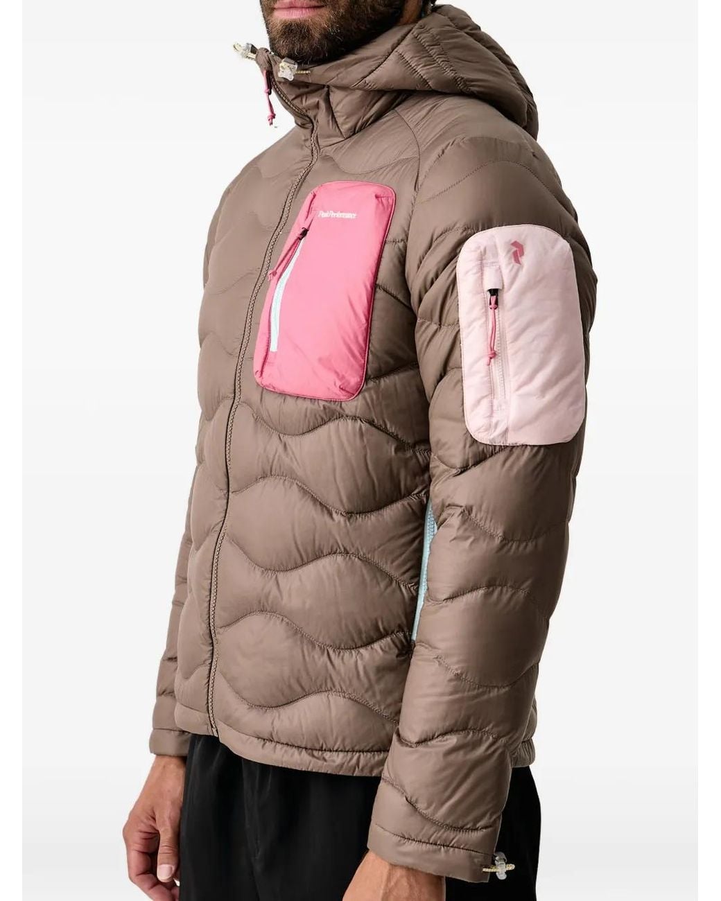 Peak Performance Brown Quilted Hooded Jacket for men
