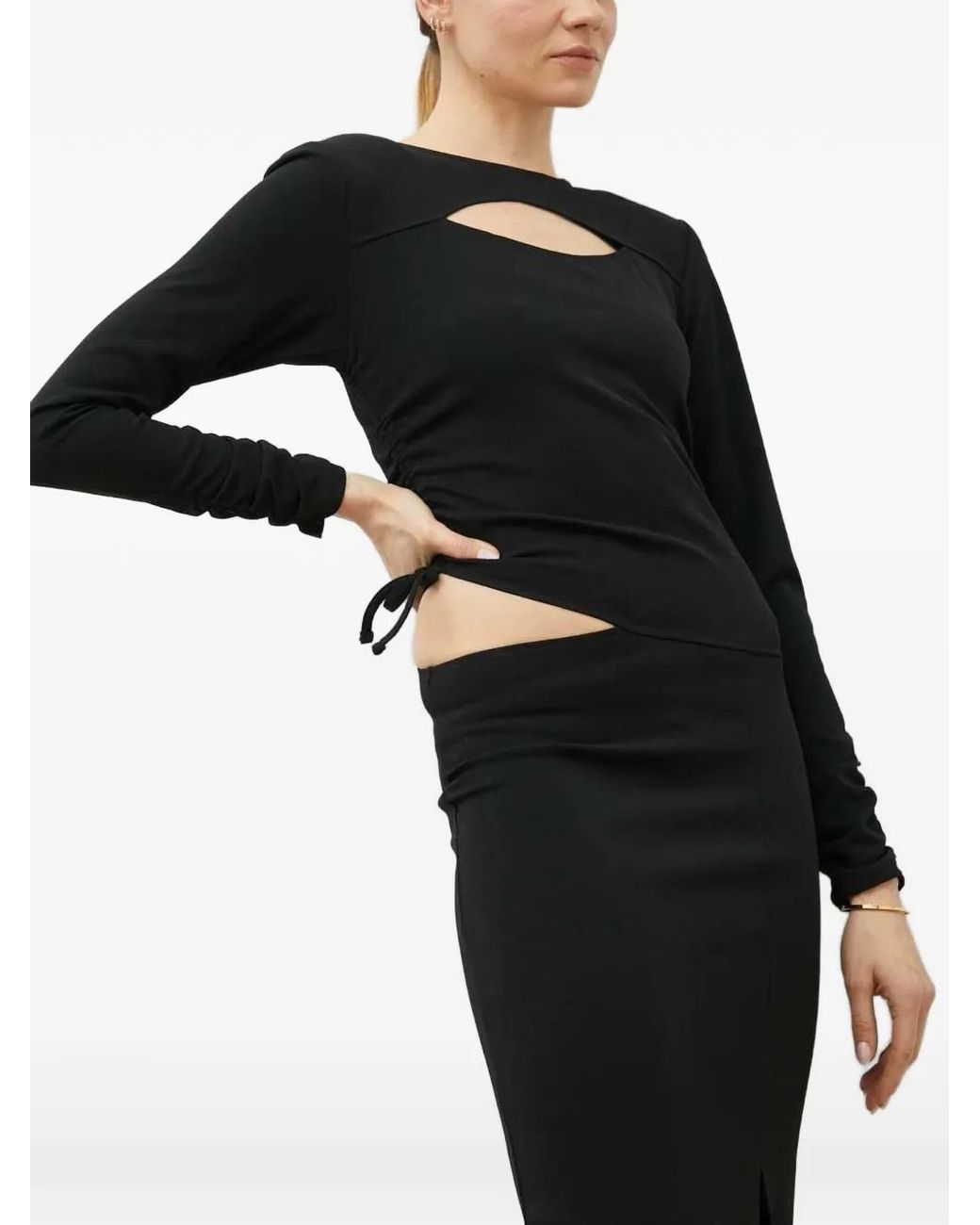 Gestuz Gesmockte Midi-Jurk in het Black