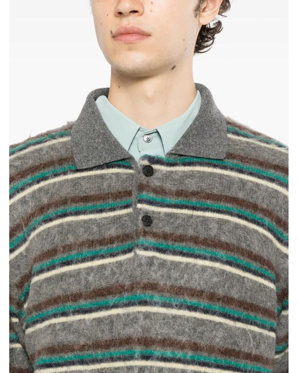 Ssstein Green Ribbed Long-Sleeve Polo