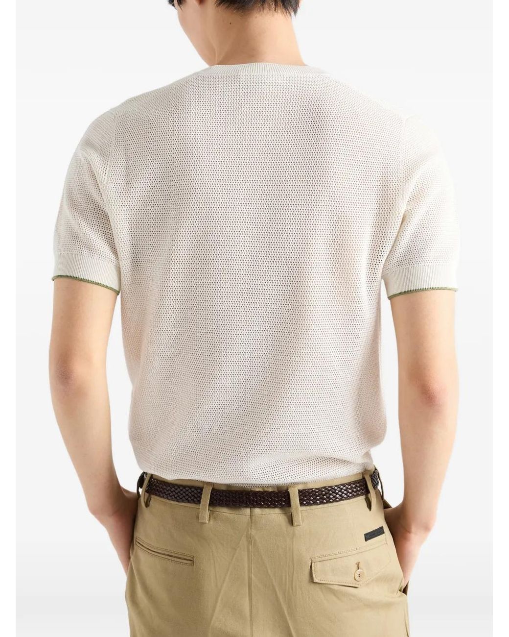 Prada White Silk And Cotton Crew-Neck Sweater for men