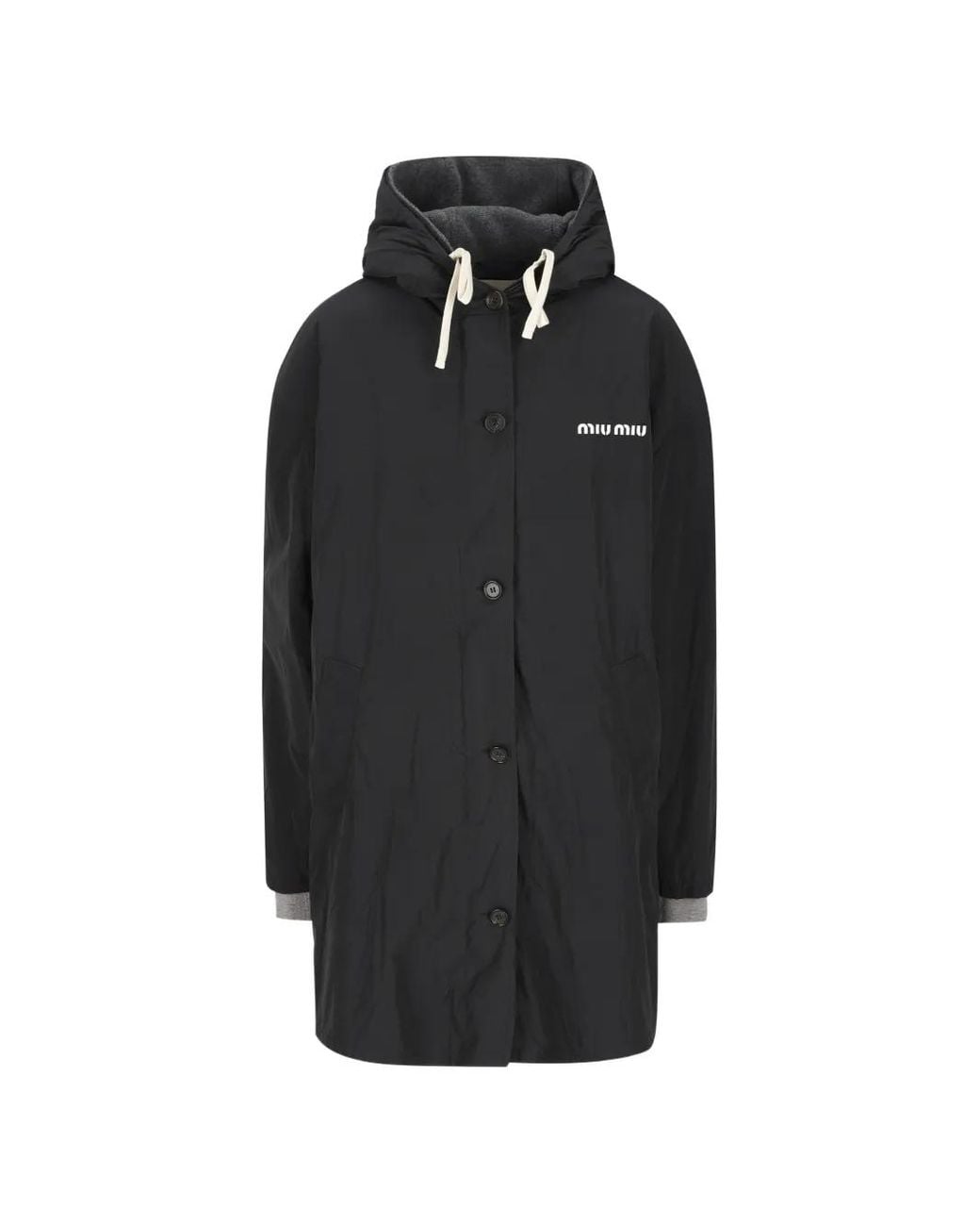 Miu Miu Black Single-Breasted Pongé And Fleece Caban Jacket