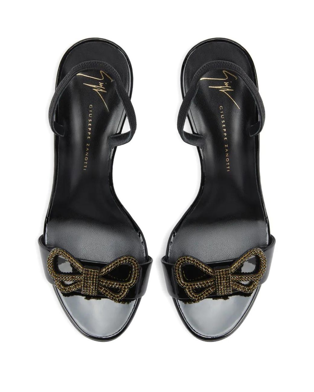 Giuseppe Zanotti Black Zari Bow-Embellished Slingback Sandals
