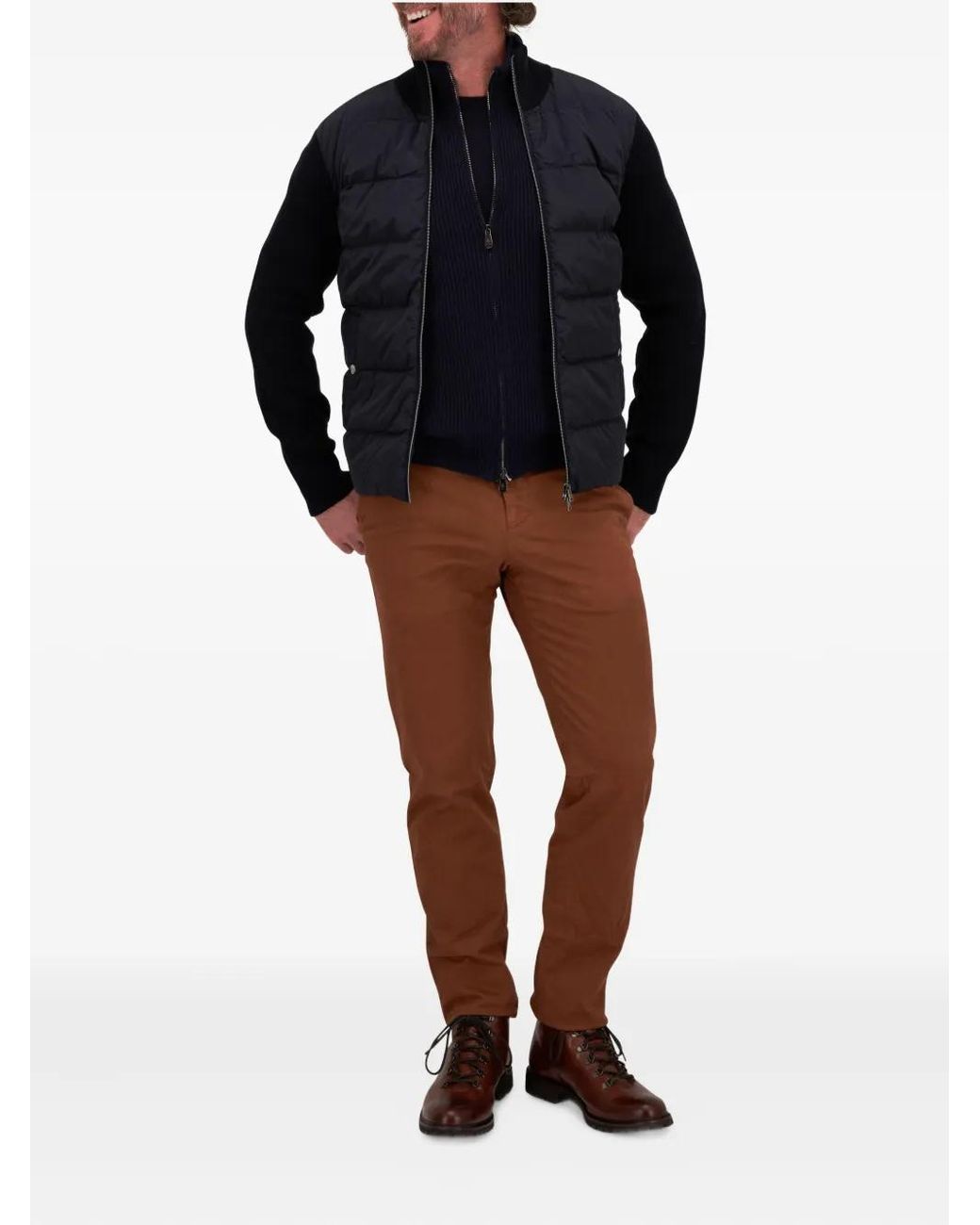 Fedeli Blue Crew-Neck Wool Sweater for men
