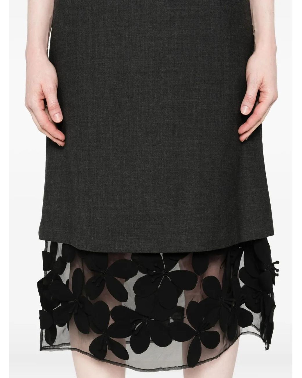 Liviana Conti Black Sleeveless Floral-Panel Dress