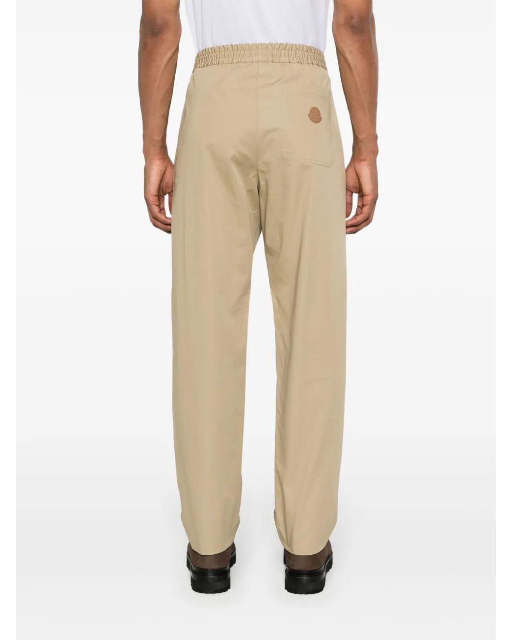 Moncler Natural Neutral Tapered Cotton Trousers - Men's - Cotton for men