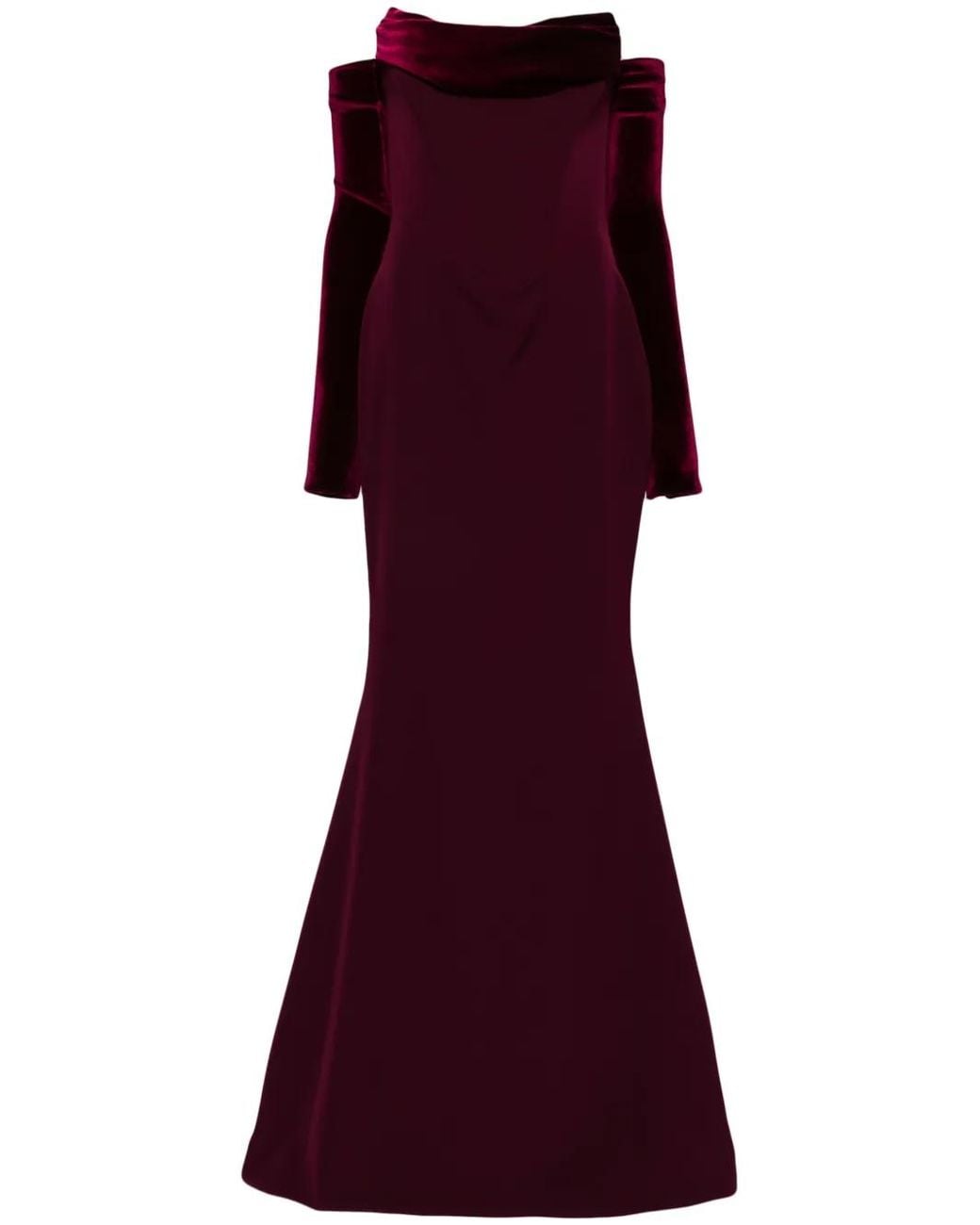 Rhea Costa Purple Raven Crepe Gown
