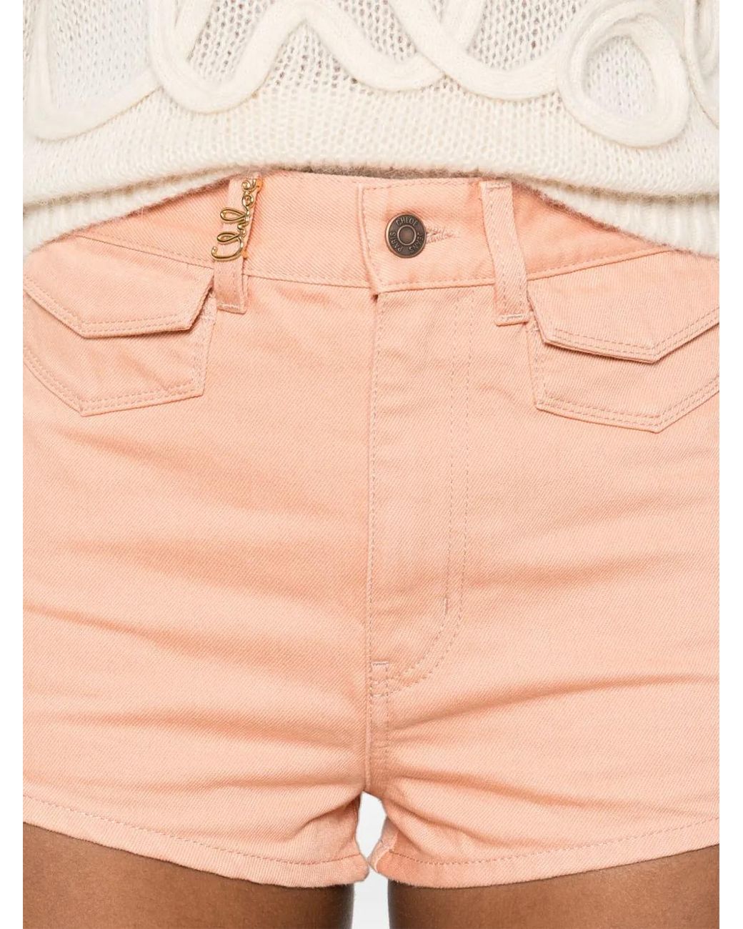 Chloé Pink Embellished Denim Shorts