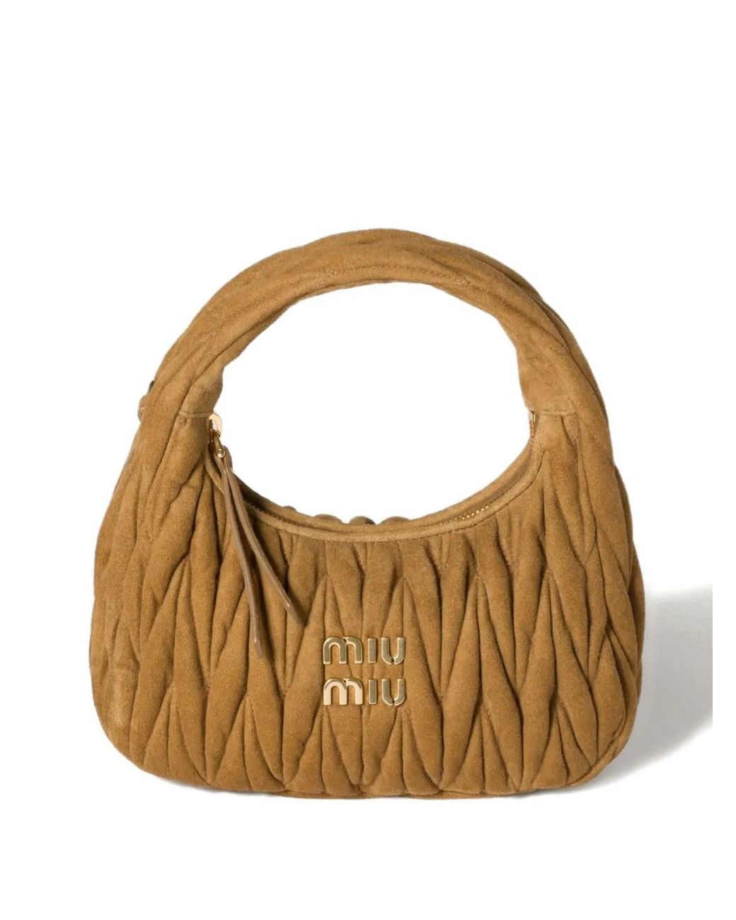 Miu Miu Metallic Wander Matelassé Suede Shoulder Bag