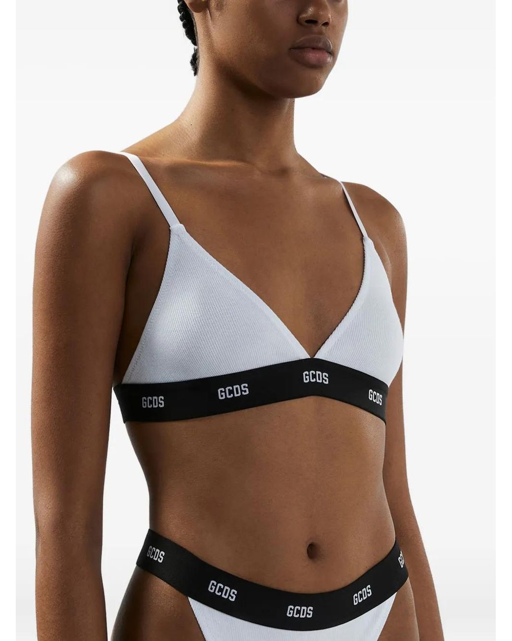 Gcds White Logo-Band Triangle Bra