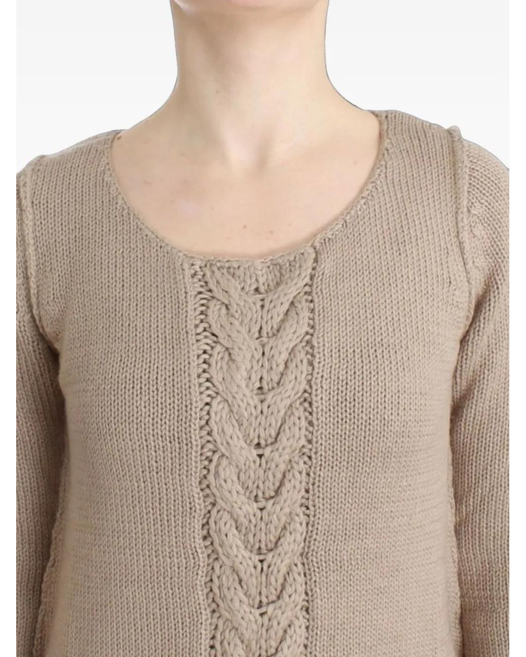 Roberto Cavalli Brown Cable-Knit Cotton Sweater
