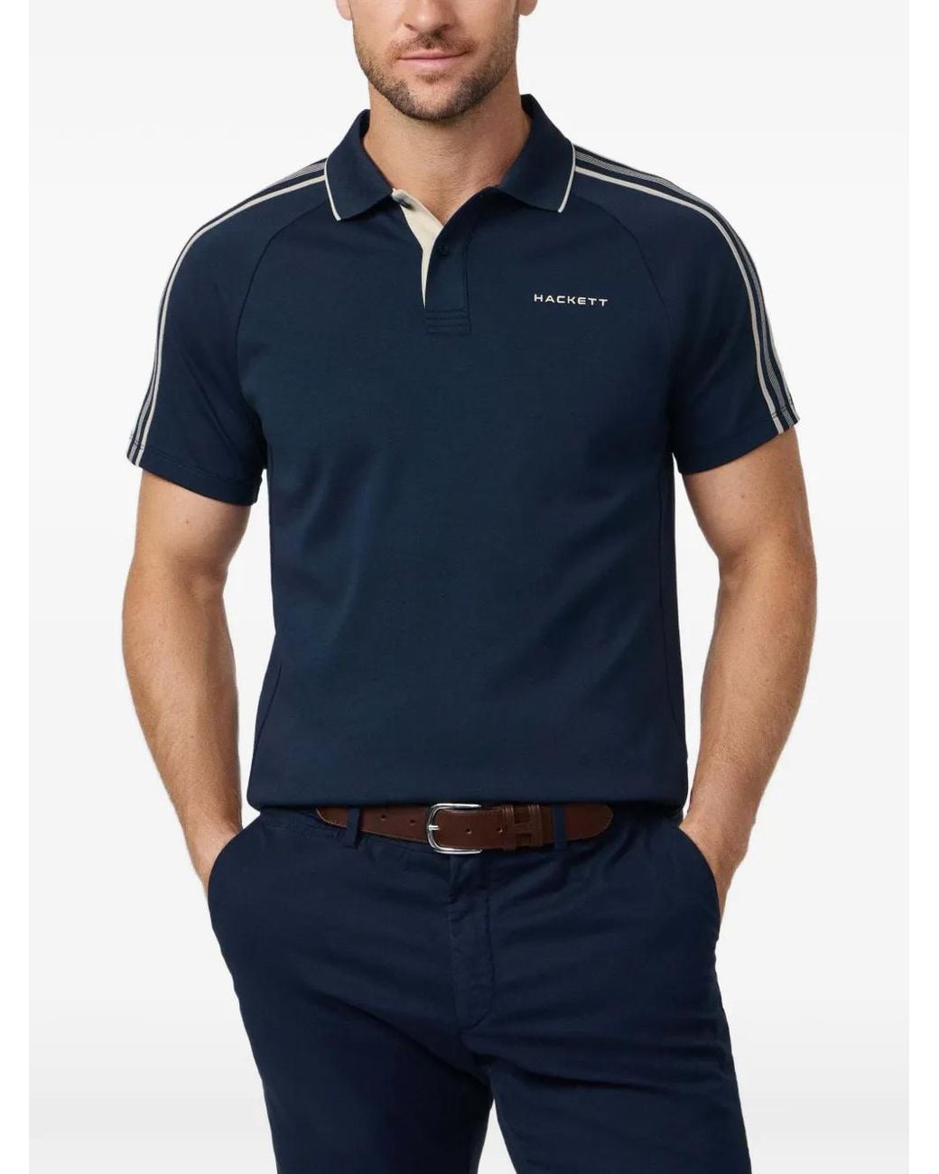 Polo Con Logo Bordado Hackett de hombre de color Blue