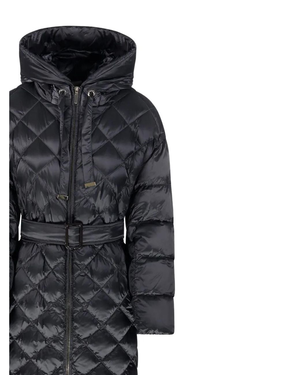 Max Mara Black The Cube Trepar Hooded Quilted Coat