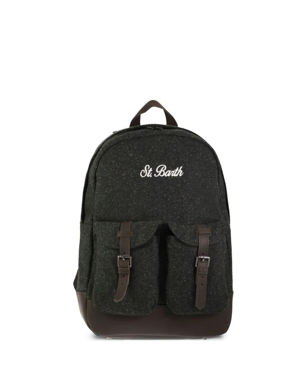 Mc2 Saint Barth Black Embroidered-Logo Backpack for men