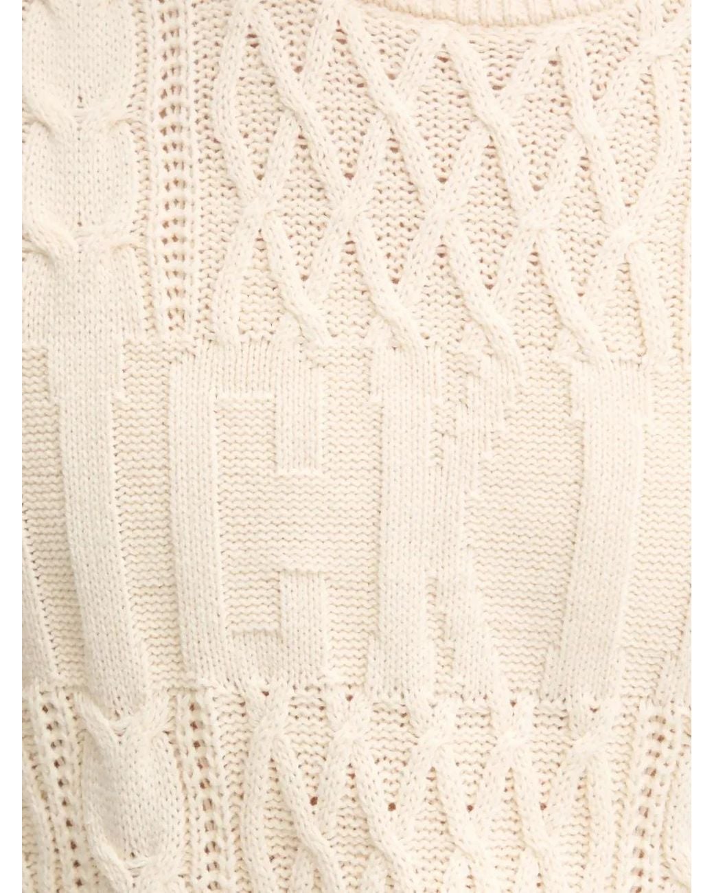 Dickies White Cable-Knit Crew-Neck Sweater for men