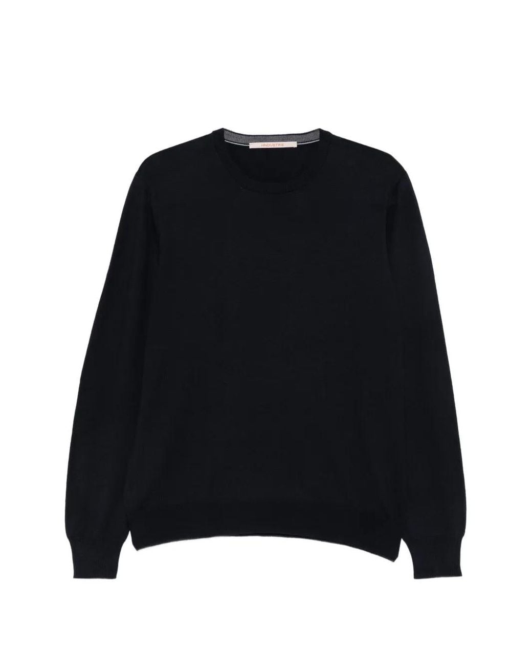 hindustrie Black Crew-Neck Wool Sweater for men