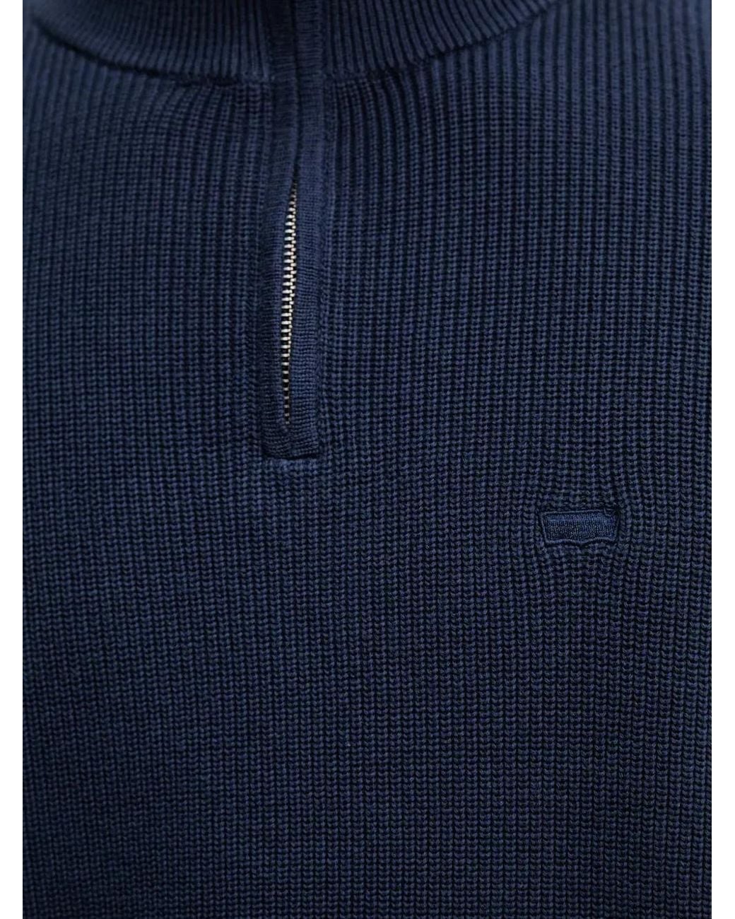 Levi's Blue Housemark Quarter-Zip Ribbed Sweater for men