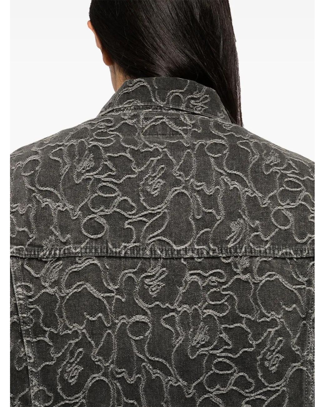 A Bathing Ape Black Logo-Embroidered Denim Jacket for men