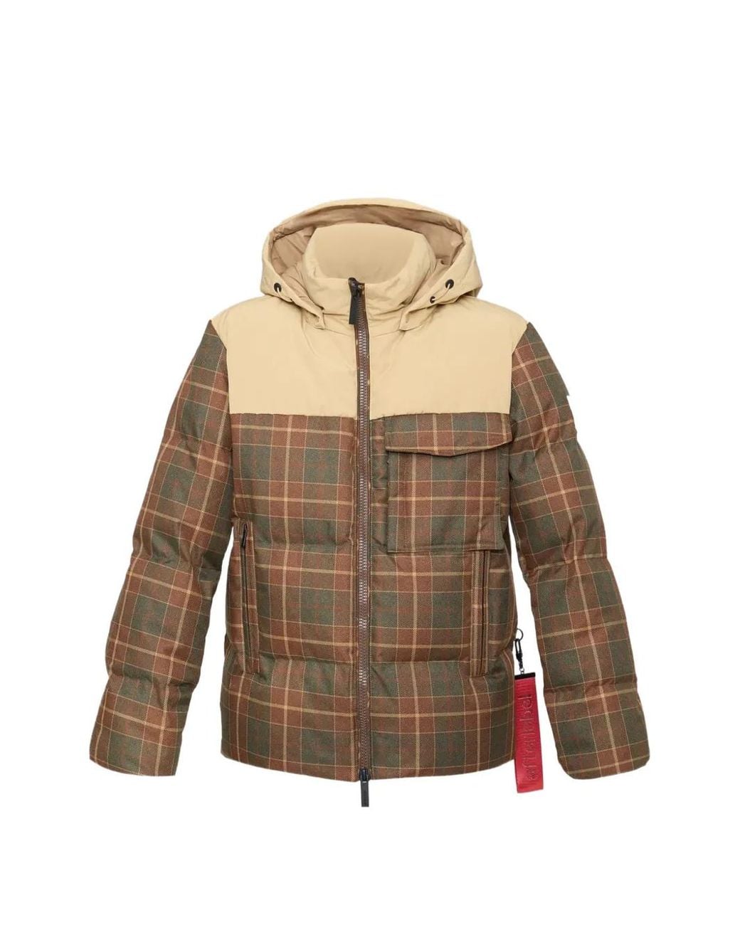 AFTER LABEL Check-Pattern Hooded Jacket in Natural for Men | Lyst