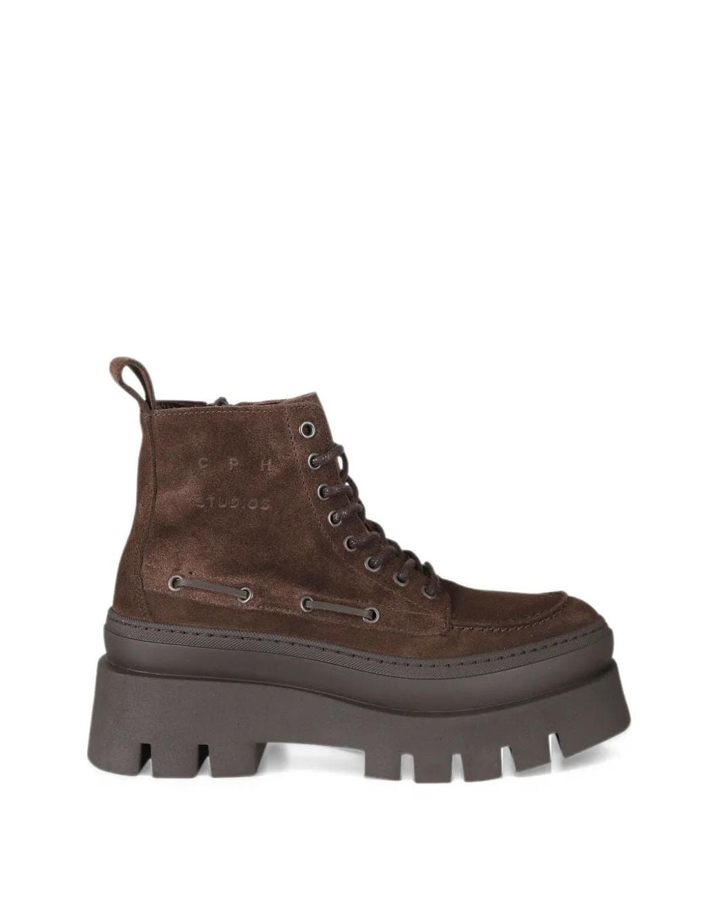COPENHAGEN Brown Bottes De Combat À Semelle Épaisse