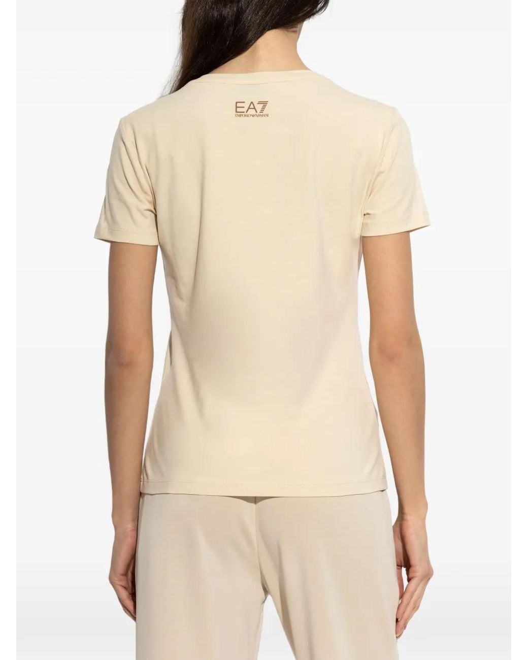 EA7 Natural Sequin-Logo T-Shirt