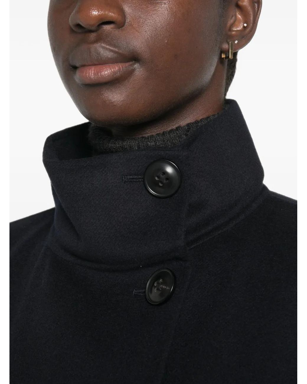 Max Mara Black Double-Breasted High-Neck Jacket