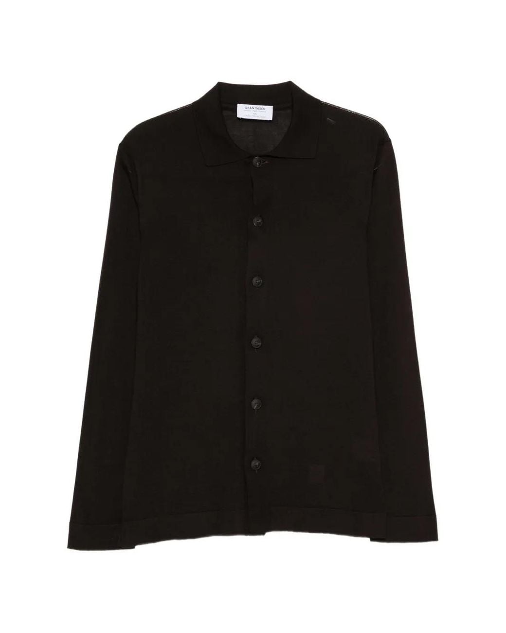 Gran Sasso Black Button-Up Collared Cardigan for men