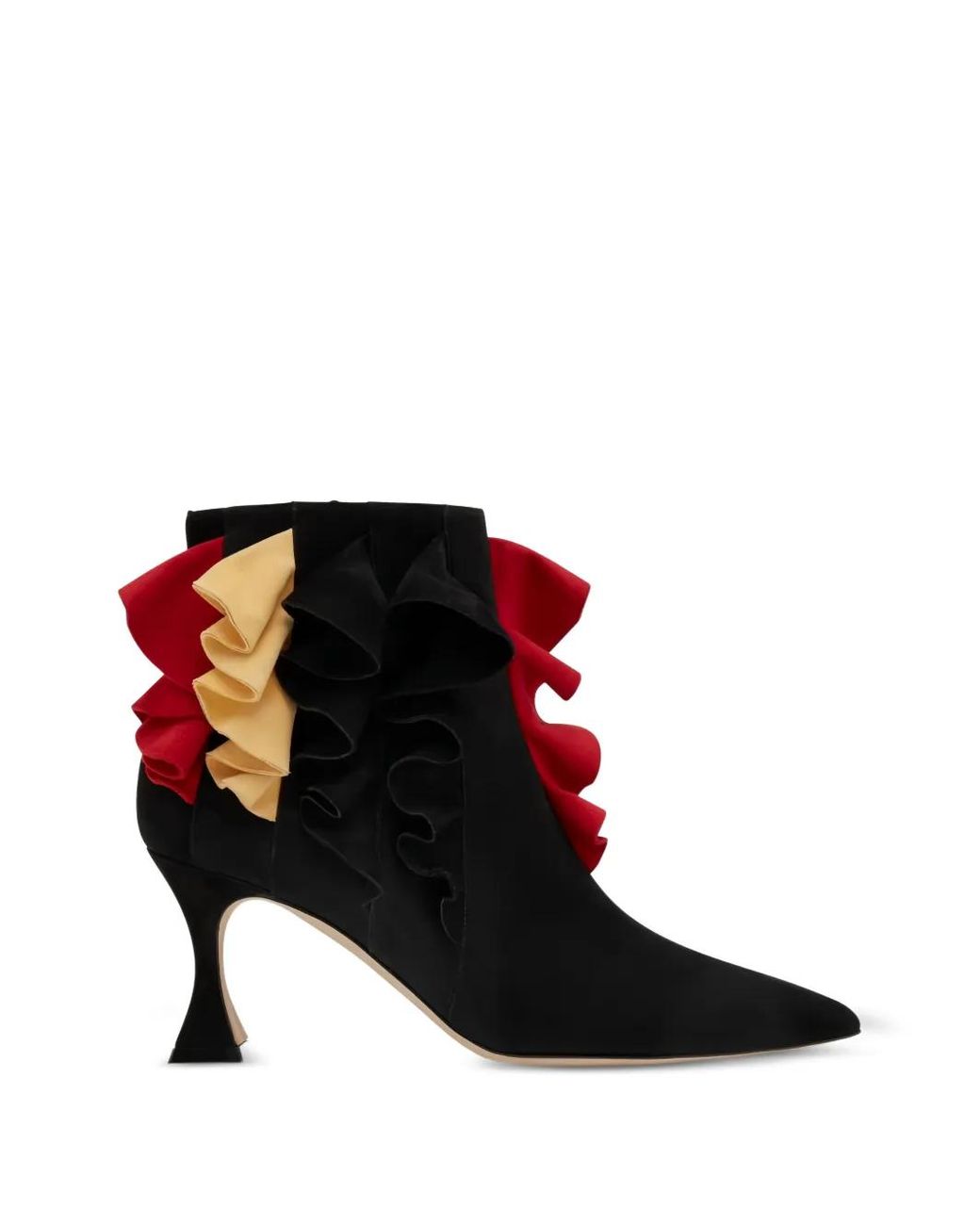 Manolo Blahnik Black Bottines À Volants