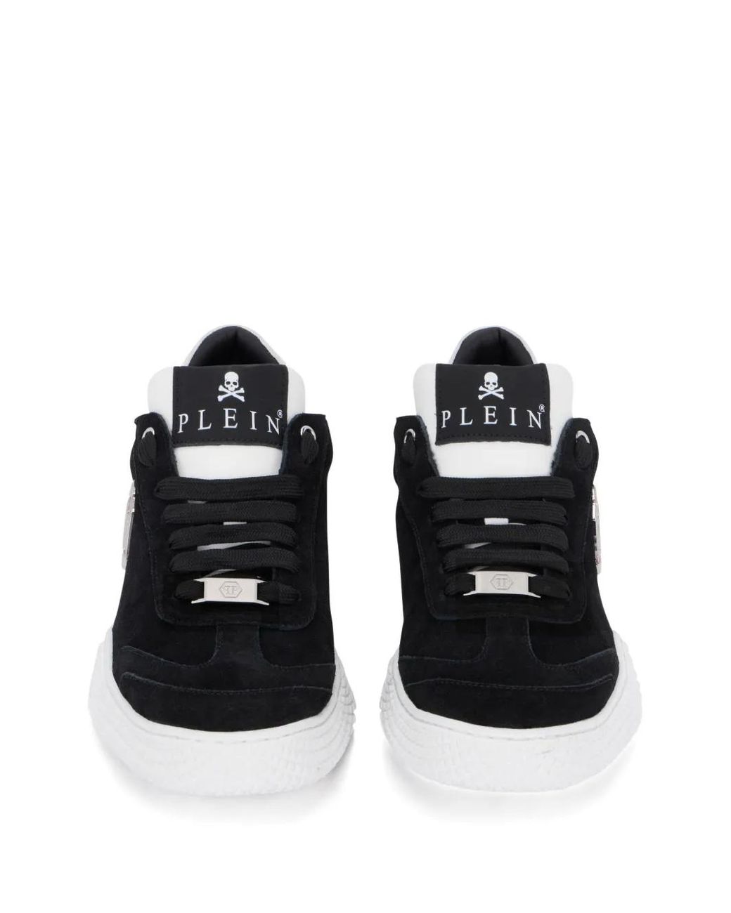 Philipp Plein Black Hexagon-Logo Suede Sneakers