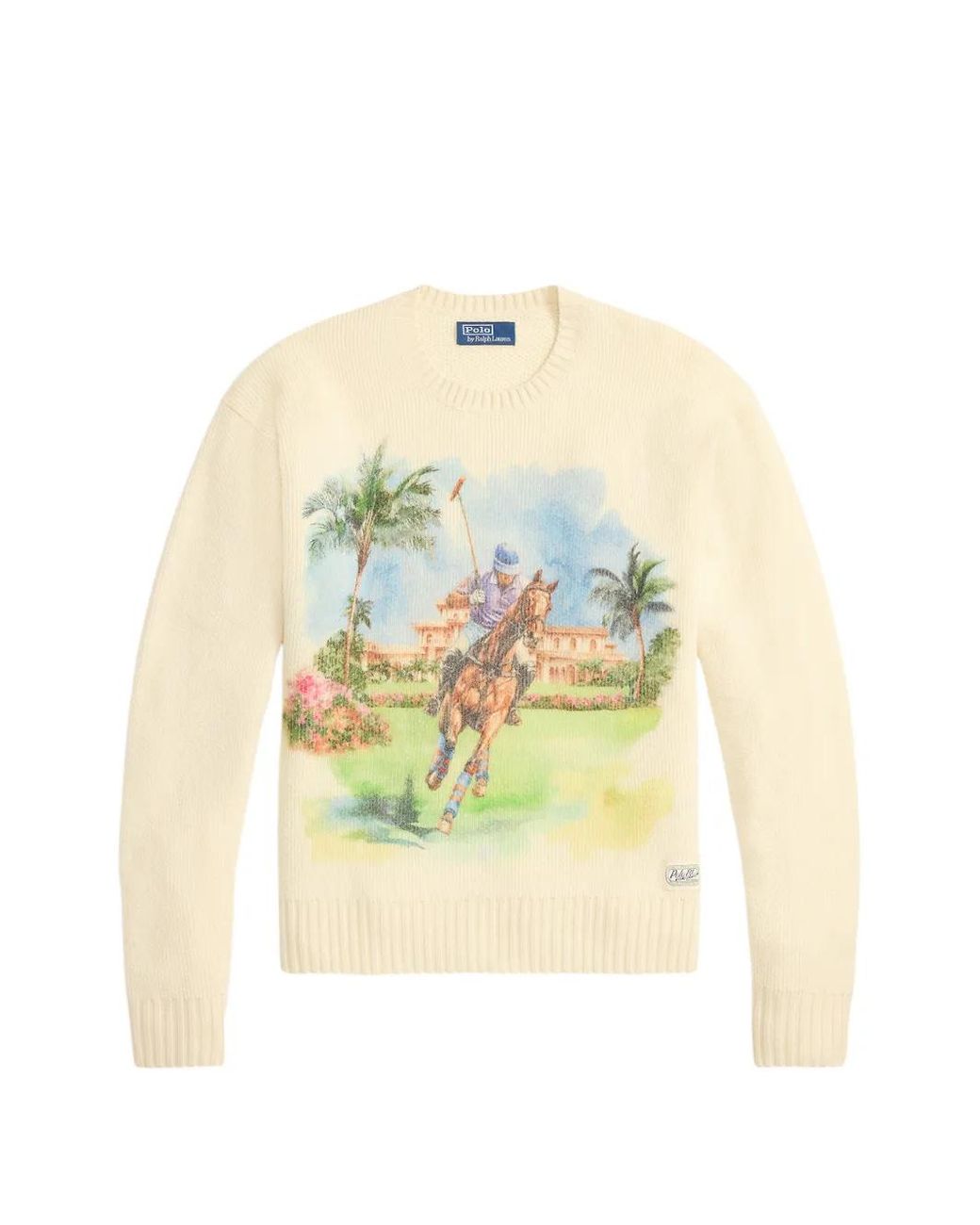 Polo Ralph Lauren White Printed Crew Neck Sweater for men
