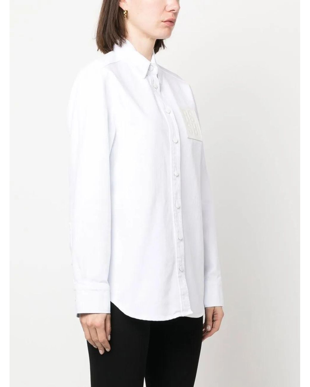 Raf Simons White Logo-Patch Long-Sleeve Shirt