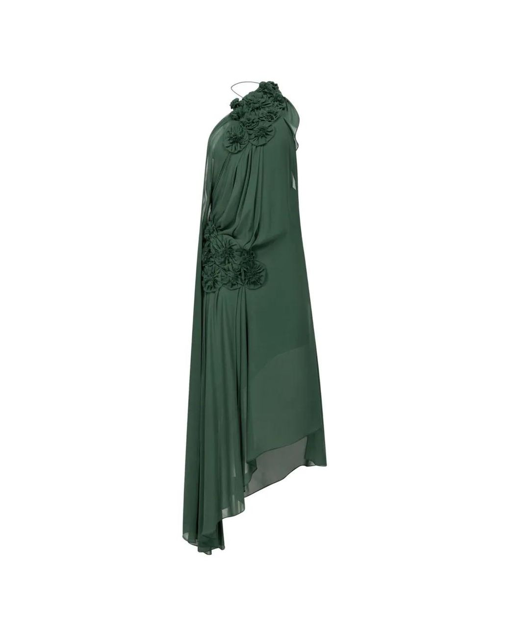 Victoria Beckham Green Pleated Appliqué Midi Dress