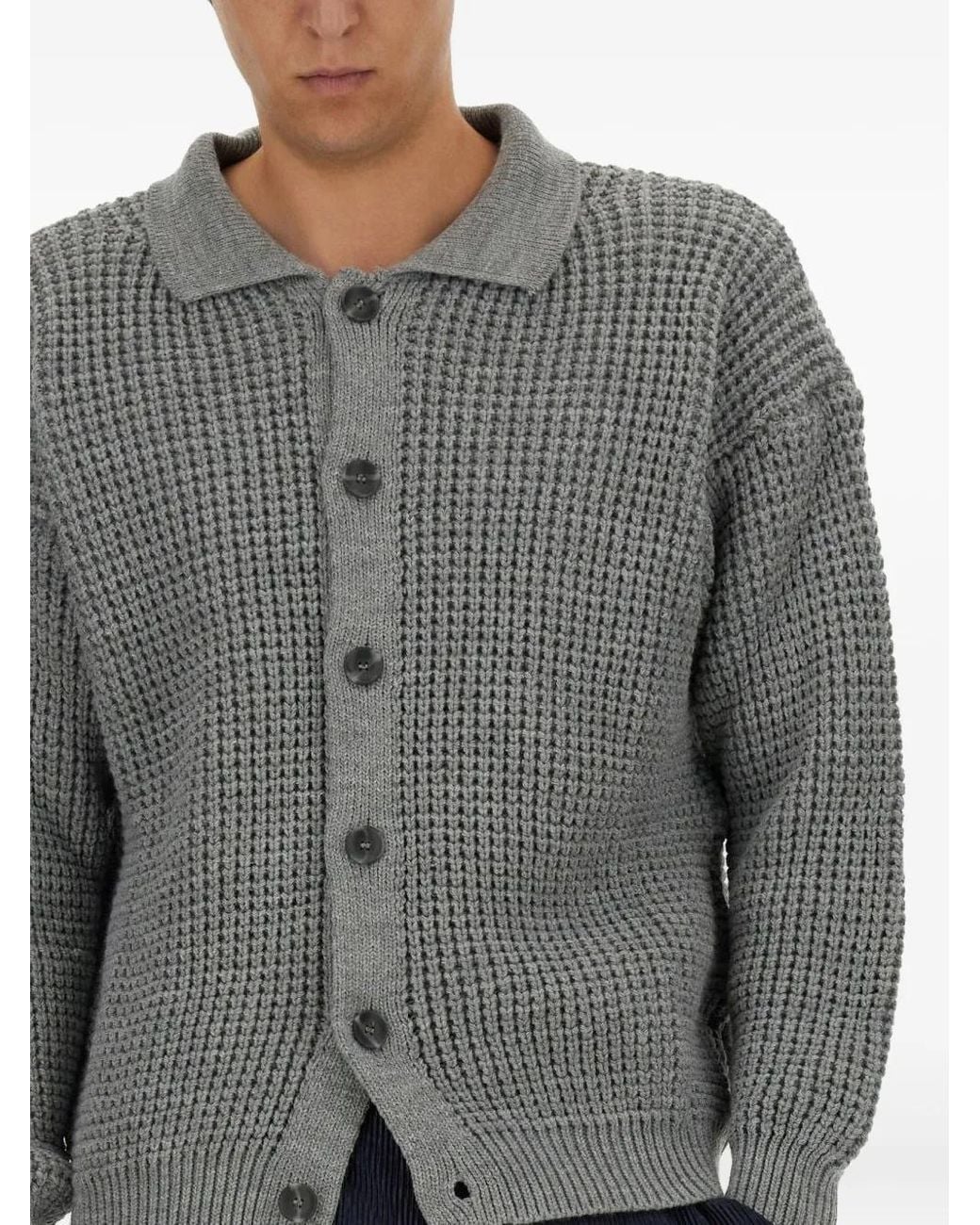 FAMILY FIRST Gray Buttoned Waffle Cardigan for men
