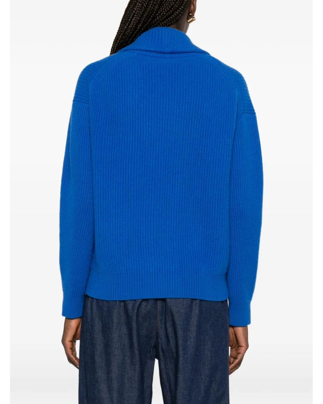 Forte_forte Blue Long-Sleeve Ribbed-Knit Cardigan